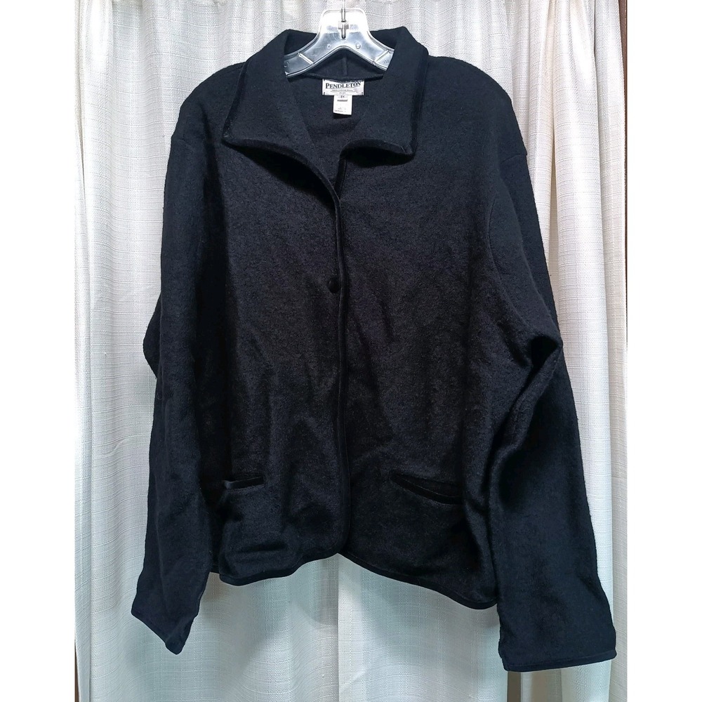 Pendleton Women's Size 3X‎ Black 100% Merino Wool 2 Button Blazer Vintage